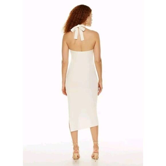 Aritzia Wilfred Cayenne Heather Light Birch Knit Halter Midi Dress Size Large - Picture 5 of 12